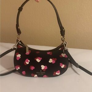 Kate Spade Black Bag with Pink and White Heart Accents